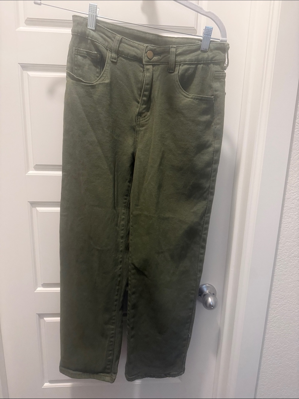 High-Rise Olive Straight Leg Women's Jeans - size 4Short